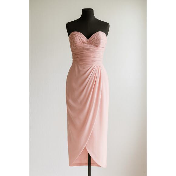 Vintage 1980's Victor Costa Pink Strapless Tulip Hem Dress Sz 6 - Picture 1 of 10